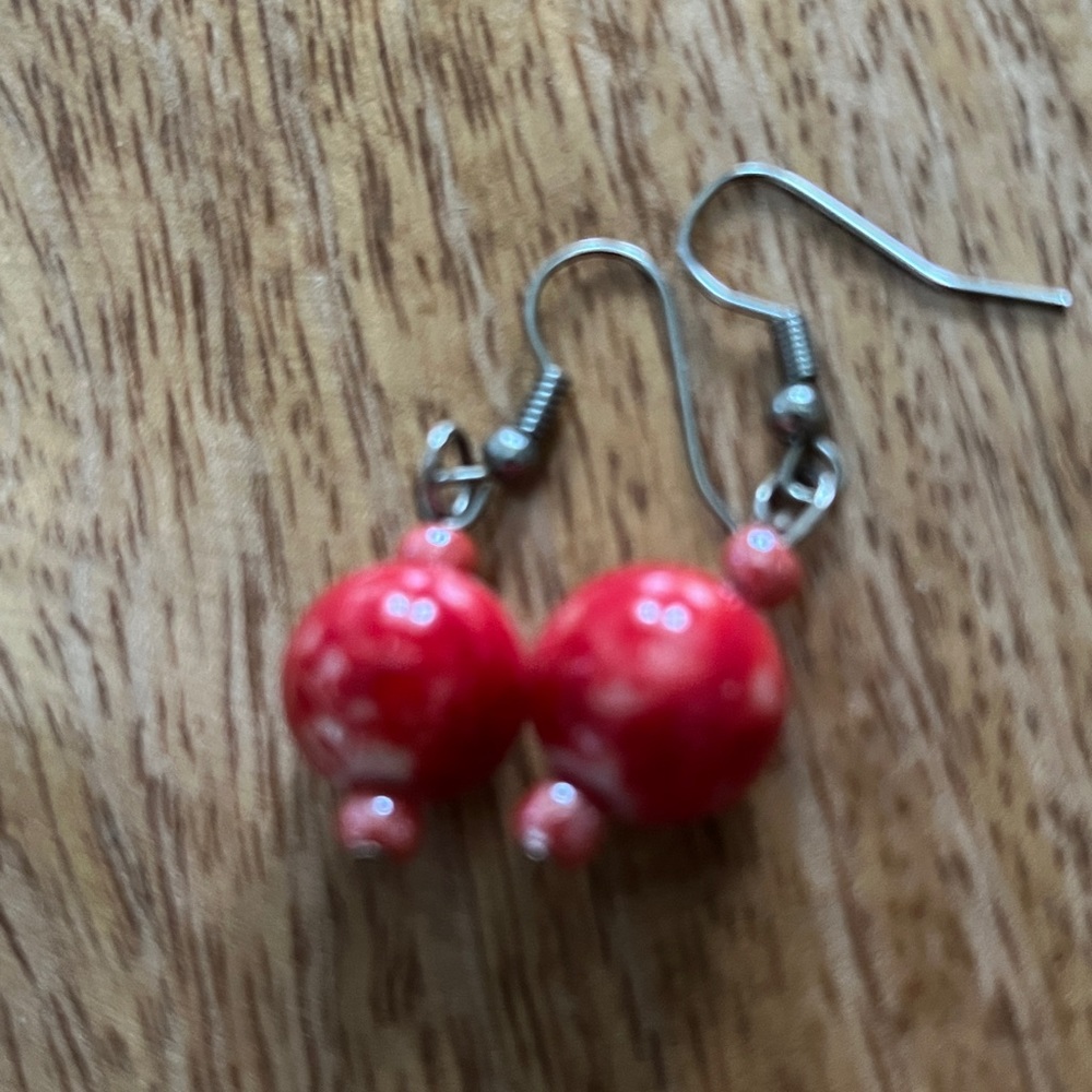 Red and white earrings